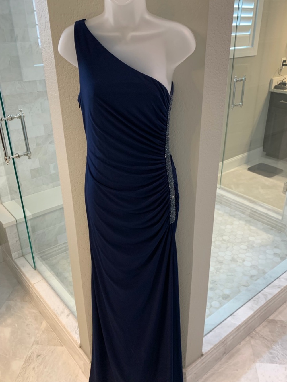 Laundry By Shelli Segal One-Shoulder Navy Dress